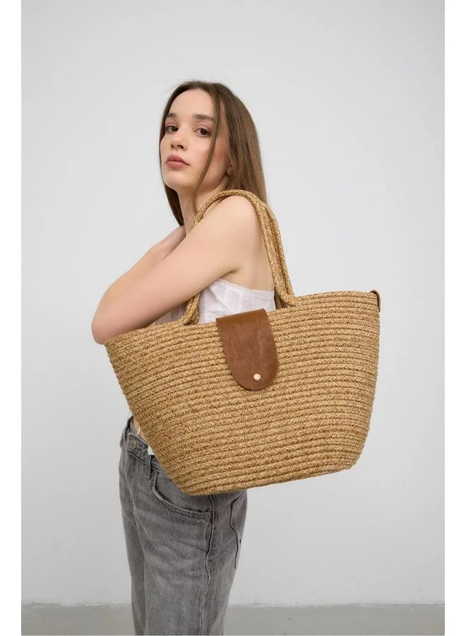 Shule Bags  Duffy Lid Handmade Woven Tote Bag - Vizon. for Women | Best Price UAE