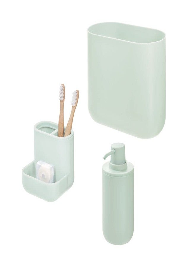 InterDesign iDesign 3-Piece Recycled Plastic Bathroom Accessory Set, The Cade Collection, Green - Image 1