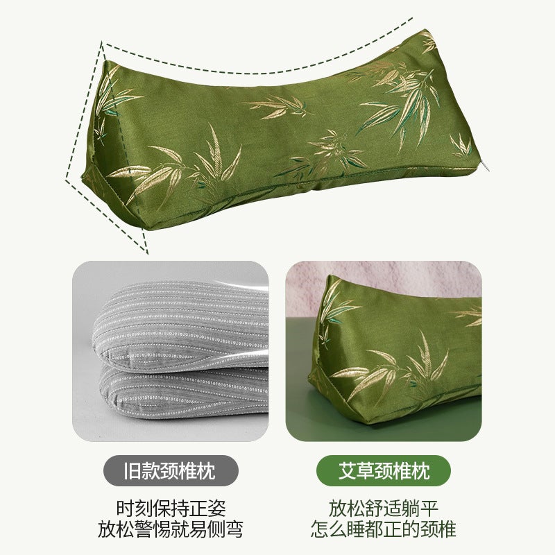 Mugwort Cervical Spine Pillow Bamboo Leaf Pure Cotton Triangular Cervical Spine Pillow Teacher'S Day Pillow Gift Box Multifunctional Mugwort Pillow - Image 4