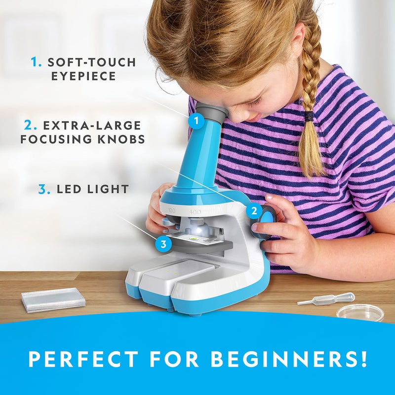 NATIONAL GEOGRAPHIC Microscope for Kids - Science Kit with an Easy-to-Use Kids Microscope  Up to 400x Zoom  Blank and Prepared Slides  Rock & Mineral Specimens  STEM Project Toy (Amazon Exclusive) - Image 3