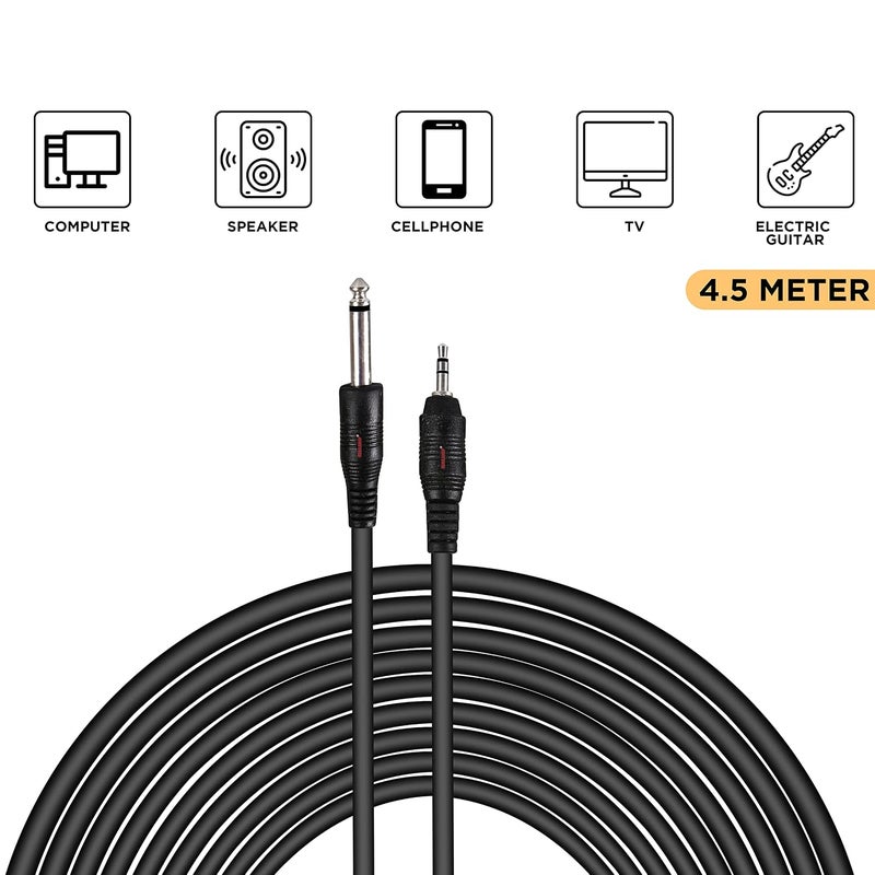 KEBILSHOP كابل مونو بطول 10 أمتار، مقبس ذكر P38 مقاس 6.35 مم (1/4 بوصة) إلى مقبس استريو EP مقاس 3.5 مم لتوصيل مكبر الصوت والغيتار - Image 4