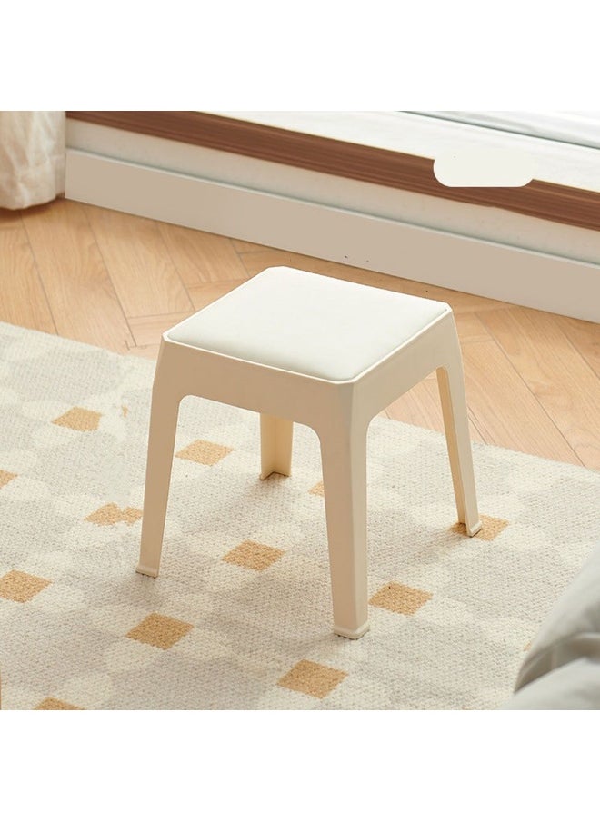 DANUBE HOME Amman Stool Light Weight Single Backless Chair PP+PU Cushion Material Modern Design 1 Seater Chair For Living Room Dining Room Indoor Furniture L25xW25xH30cm -White 