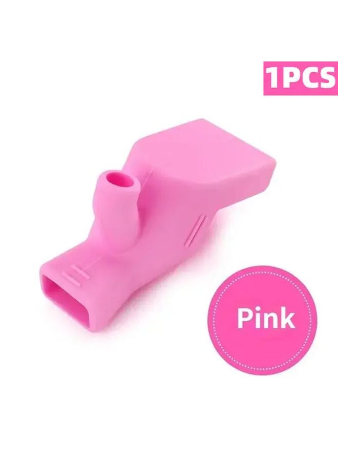 Pink Faucet Extender Splash Proof Silicone Water Guide Dual Purpose Sink Connector 1pc - Image 1