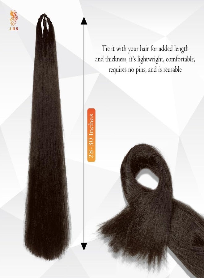 AHS Women’s Artificial Hair Extension Choti with Parandi | Nakli Baal Long Hair Choti for Wedding, Party & Traditional Parandi | Stylish Braid Hair Extension for Girls & Women (Baal Choti + Parandi) (Golden - Brown) - Image 3