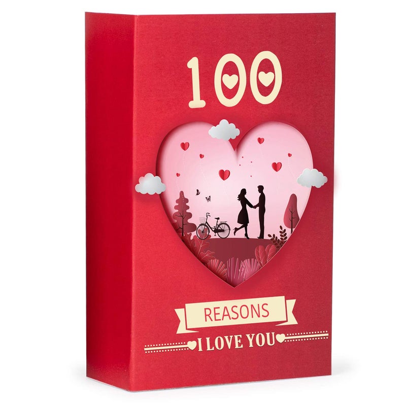 Kaameri Bazaar 100 Reasons Why I Love You Cards,Love Box,Confession Box,Valentine's Day Gift,Gift for Girlfriend,Boyfriend,Husband A Romantic Gift Box,Pack of 1 - Image 1