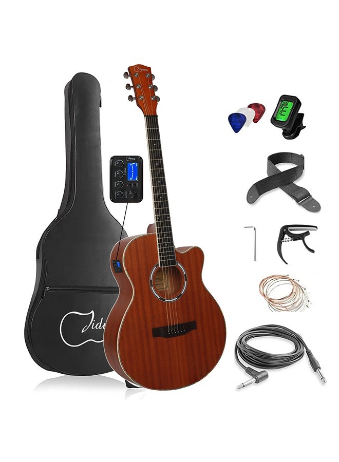 Jidyous 40 Inch Electric Acoustic Guitar Full-size Professional Guitar Sapele Body for Beginners Teens Adults,with Pickups Bag Tuner Strap Capo Picks and Cable - Image 1