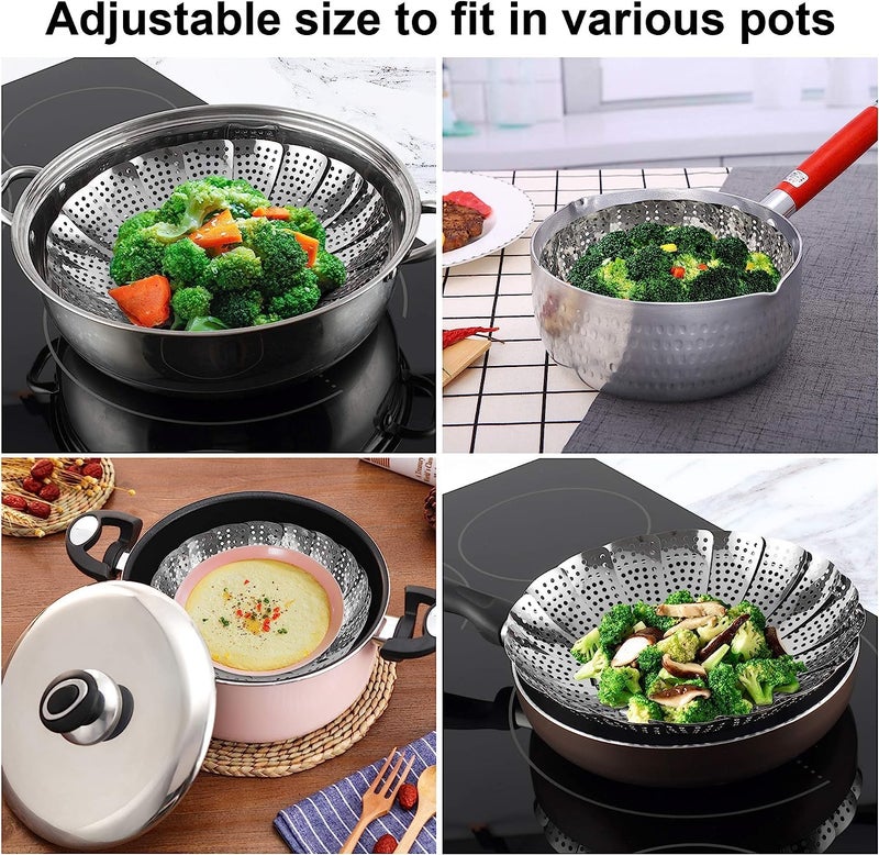 FASTMART Stainless Steel Vegetable Fruit Steamer Food Drain Bowl Basket Stainless Steel baby food Steamer Big Size 12 Inches - Image 3