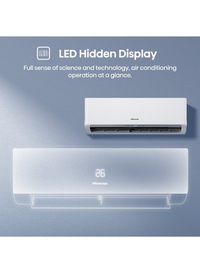 Hisense 1.5 Ton Split AC,Air Conditioner, 18769 BTU with Piston Rotary R22 compressor, Cooling up to 58℃, LED Hidden Display, ESMA 1 Star Energy Saving,Golden Fins, 4D Airflow,Anti-Midew Running, Auto Restart, Dimmer, Timer, Fast-Cooling AS-18CT4FBADK01 White - Image 5