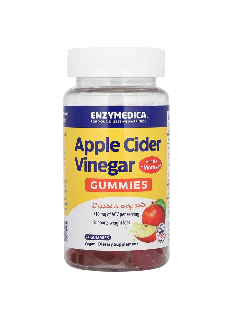 ENZYMEDICA Apple Cider Vinegar Gummies with the Mother, 74 Gummies