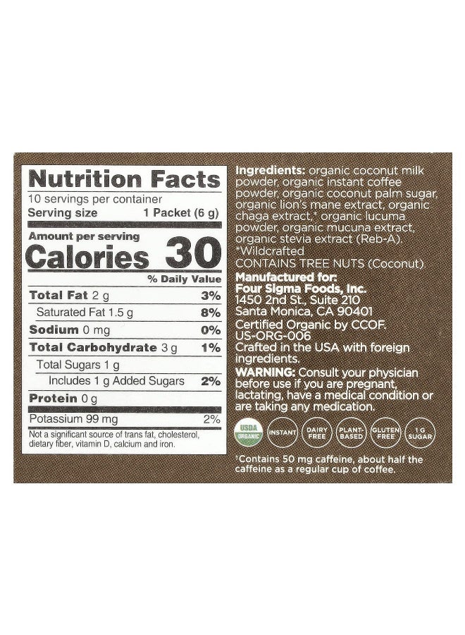 Four Sigmatic, Think, Organic Coffee Latte Mix with Lion's Mane & Chaga Mushrooms, 10 Packets, 0.21 oz (6 g) Each (Packaging may vary) - Image 2