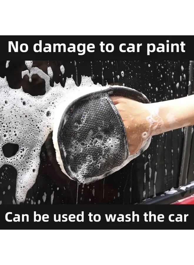 Black 4pcs High Density Car Wash Mitts Scratch Free Cleaning Gloves Auto Detailing - Image 4