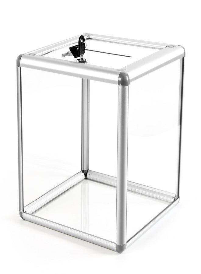 Craflakow Large Donation Box with Lock, Acrylic Ballot Box with Slot, Suggestion Box with Lock Cash Storage Container for Fundraising Voting Charity Contest Tip 10 x 10 x 10 Inch - Image 1