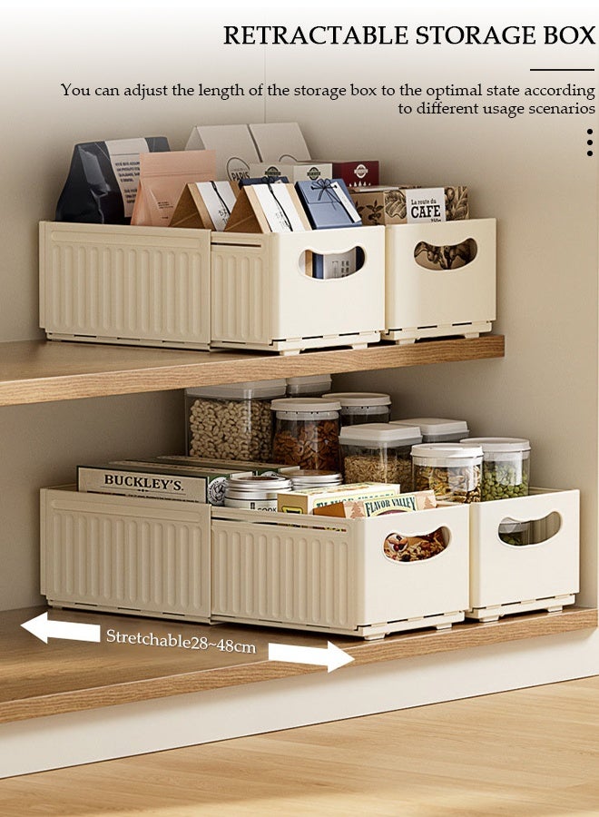 DUNISO 3PCS Retractable Storage Box, Foldable Multi Purpose Expandable Stackable Bins with Handles,Drawer Organizers for Closet Pantry Fridge, Sturdy Plastic Basket, Easy Assembled,for Kitchen, Refrigerator, Cabinets,Wardrobes, Bathroom, Office - Image 3
