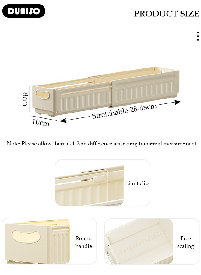 DUNISO 3PCS Retractable Storage Box, Foldable Multi Purpose Expandable Stackable Bins with Handles,Drawer Organizers for Closet Pantry Fridge, Sturdy Plastic Basket, Easy Assembled,for Kitchen, Refrigerator, Cabinets,Wardrobes, Bathroom, Office  - Image 2
