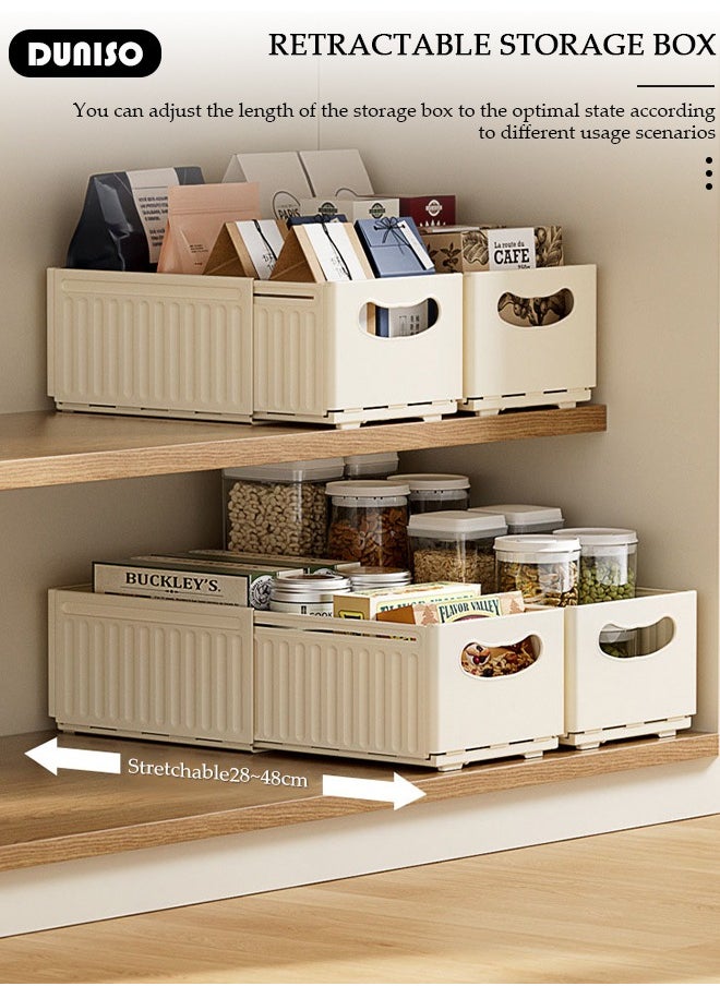 DUNISO 3PCS Retractable Storage Box, Foldable Multi Purpose Expandable Stackable Bins with Handles,Drawer Organizers for Closet Pantry Fridge, Sturdy Plastic Basket, Easy Assembled,for Kitchen, Refrigerator, Cabinets,Wardrobes, Bathroom, Office  - Image 3