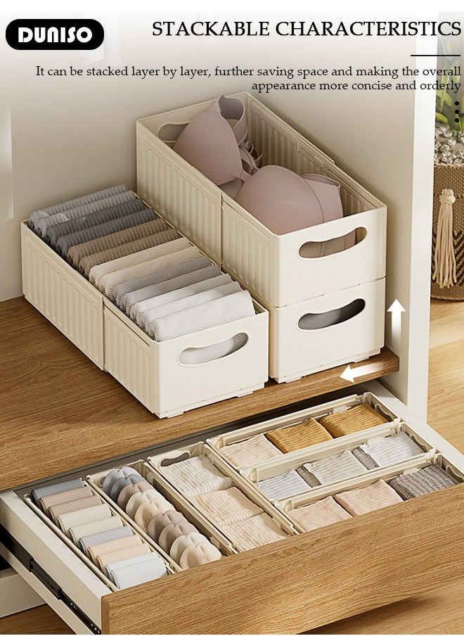 DUNISO 3PCS Retractable Storage Box, Foldable Multi Purpose Expandable Stackable Bins with Handles,Drawer Organizers for Closet Pantry Fridge, Sturdy Plastic Basket, Easy Assembled,for Kitchen, Refrigerator, Cabinets,Wardrobes, Bathroom, Office  - Image 4