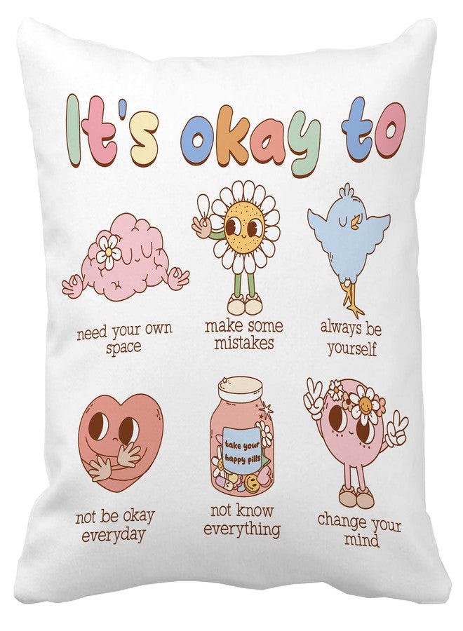 Decorbox OK To Feel All Feel 18x18 Inch Throw Pillow Cover,Emotion Therapist Psychology Counselor Cushion Case,Mental Health Therapy Room Classroom Office Home Teacher Student Kid Gift Soft Pillowcase - Image 1