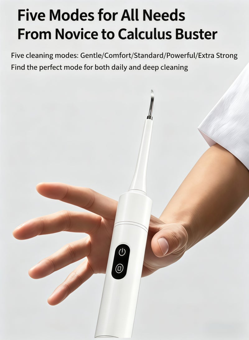 AURIEL Ultrasonic Dental Plaque Remover, Electric Teeth Cleaning Tool, Smart Gum Protection, 5 Adjustable Modes - White - Image 4