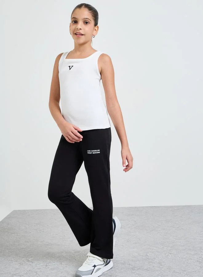 ستايلي Teen Girls Text Print Cotton Blend Flared Leggings