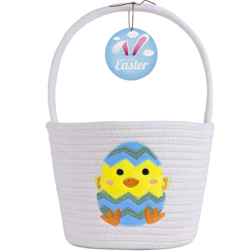 XENTUMI Easter Basket Easter Basket Essentials Baskets for Kids Empty Bunny Egg Baskets for Boys Girls Toddler Babies Infant Gifts Basket Chick - Image 1