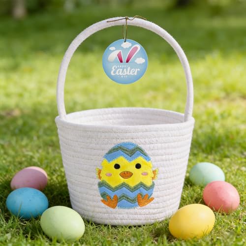 XENTUMI Easter Basket Easter Basket Essentials Baskets for Kids Empty Bunny Egg Baskets for Boys Girls Toddler Babies Infant Gifts Basket Chick - Image 3