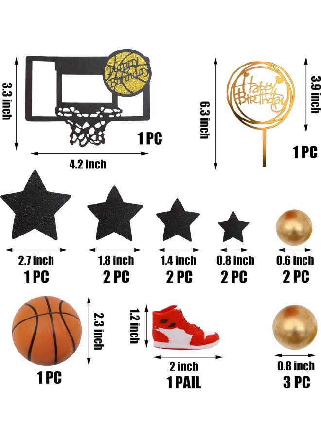 Basketball Theme Cake Topper, Basketball Cupcake Toppers, Happy Birthday Cake Picks Basketball Theme Party Cake Decorations, Basketball Party Theme Decorations for Baby Shower Party Favors Game Day Party Supplies (15PCS)  - Image 2