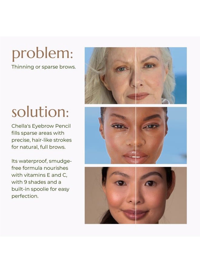 Chella Eyebrow Pencil - Vegan, Gluten Free, Cruelty Free, Paraben Free, Long Wearing, Smooth Consistency (Marvelous Medium Brown) - Image 2