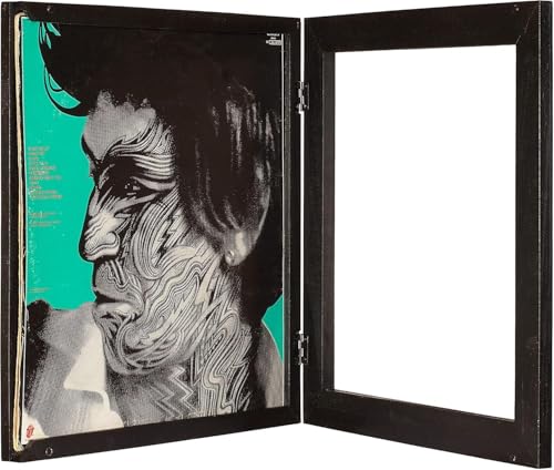 KAIU Vinyl Record Frame  Solid Wood Album Frames for Vinyl Records Accessories Gifts to Mount on Wall 138 x 136 x 2 Inch Display Cover with Clear Acrylic  BLACK