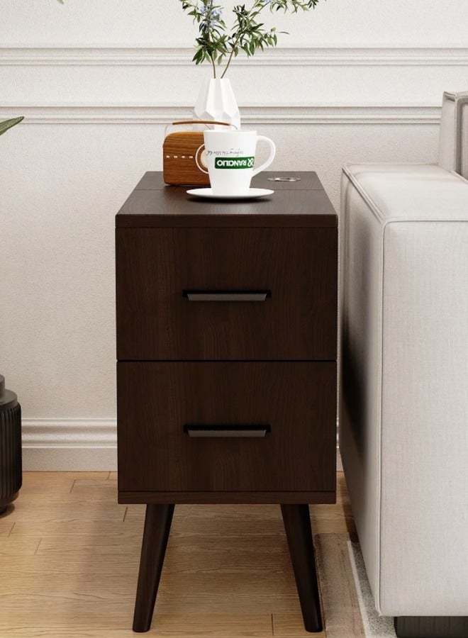 Space Embrace Brown Rectangle End Table with Drawers Modern Sofa Table for Living Room - Image 2