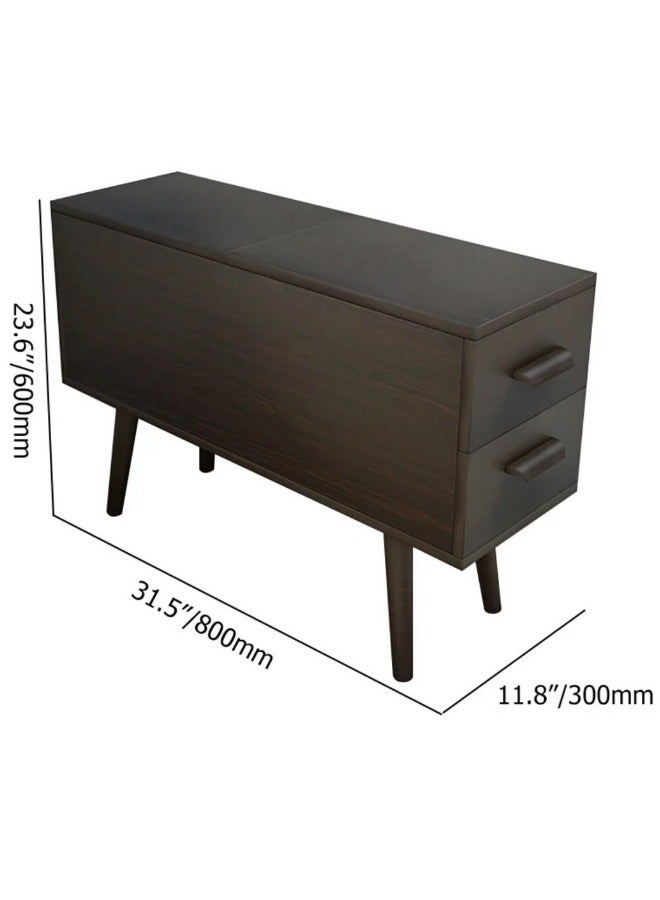 Space Embrace Brown Rectangle End Table with Drawers Modern Sofa Table for Living Room - Image 3