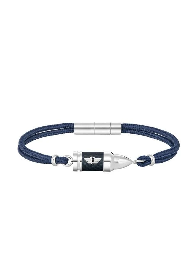 POLICE Showpiece Bracelet for Men Stainless Steel with Black carbon Fibre and Blue CordPEAGB0005607