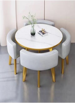 Modern Compact Design Dinning Table Chair Set Round Ergonomic Chairs and Table for Kitchen Home Office Conference Room 80x75 and 59x73 cm set of 5