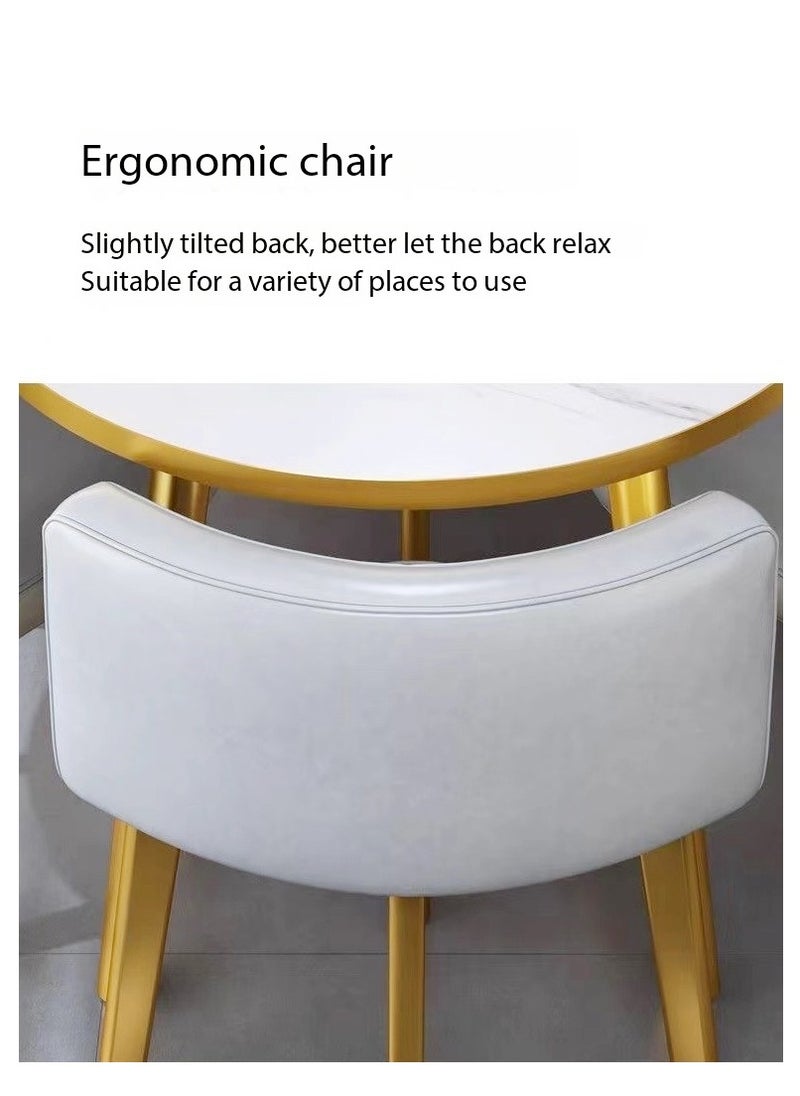 fashionhome - Modern Compact Design Dinning Table Chair Set Round Ergonomic Chairs and Table for Kitchen Home Office Conference Room 80x75 and 59x73 cm set of 5 - Image 1