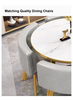 fashionhome Modern Compact Design Dinning Table Chair Set Round Ergonomic Chairs and Table for Kitchen Home Office Conference Room 80x75 and 59x73 cm set of 5  - Image 5
