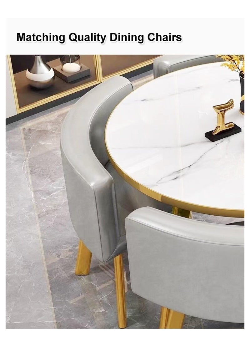 fashionhome - Modern Compact Design Dinning Table Chair Set Round Ergonomic Chairs and Table for Kitchen Home Office Conference Room 80x75 and 59x73 cm set of 5 - Image 1