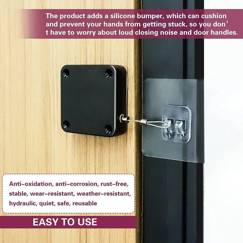 Whitecloud TRANSFORMING HOMES Whitecloud TRANSFORMING HOMES Automatic Door Closer Effortless Door Control with Drawstring Mechanism for Interior Storm DC002 Black Pack of 1  - Image 5