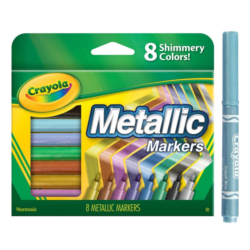 Crayola Metallic Markers, Art Supplies, 8 Count, Colors May Vary - Image 3