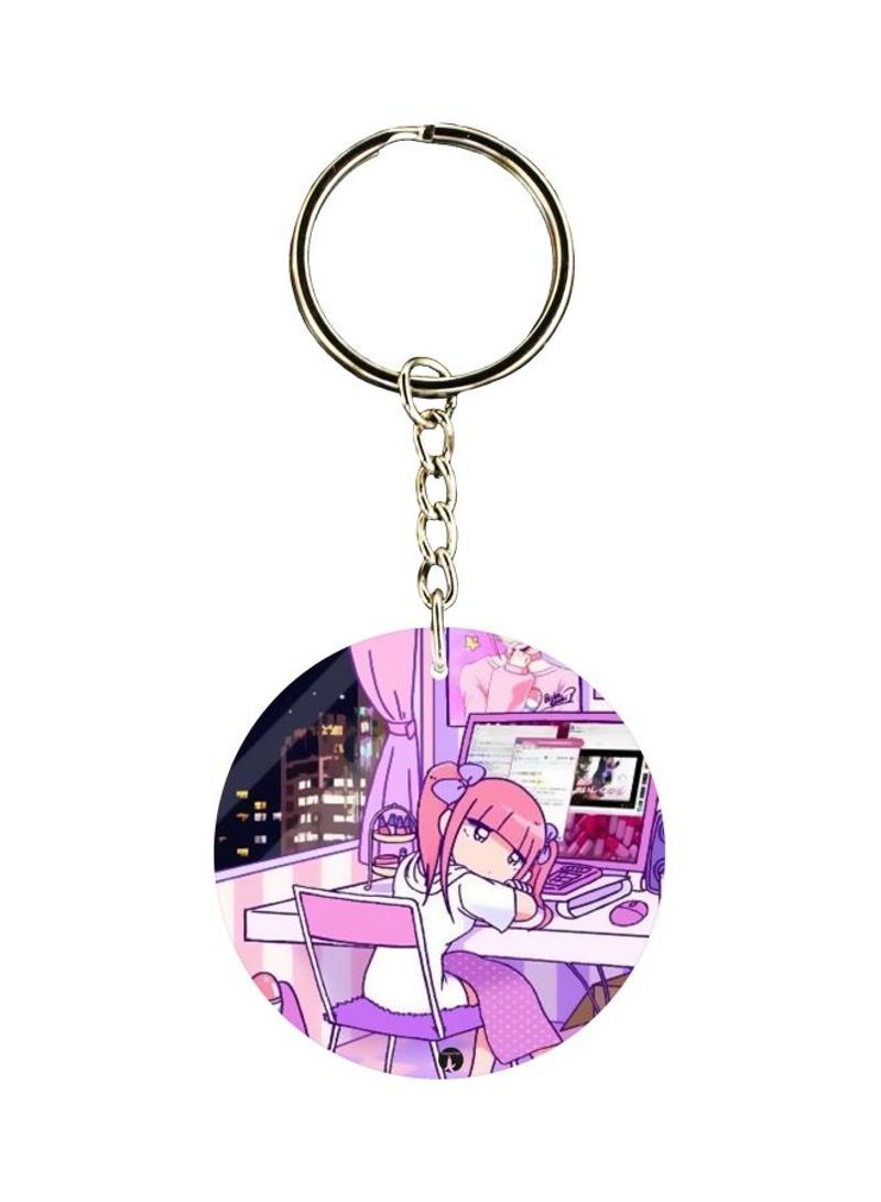 Double Sided Girl Printed Keychain