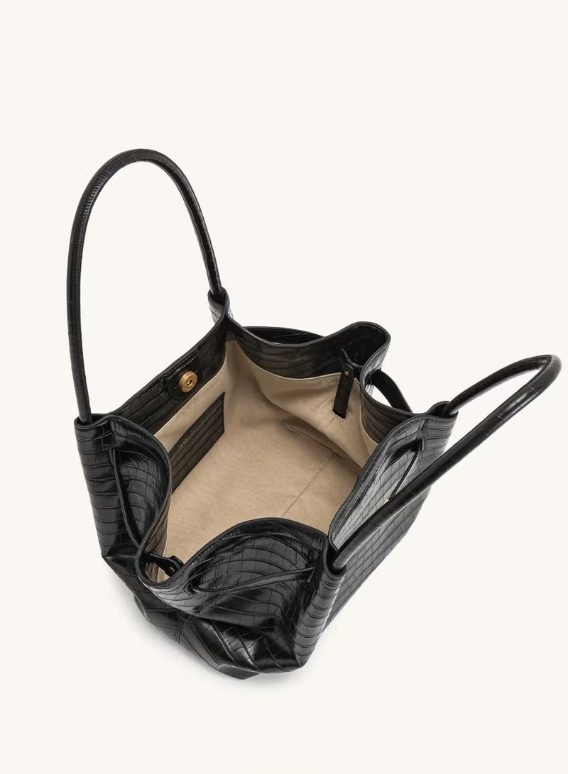 JW PEI Hana Medium Tote Bag - Black Croc - Image 5
