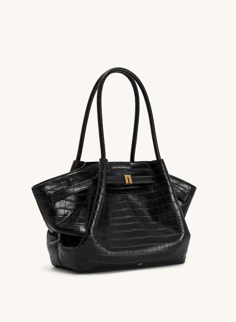 JW PEI Hana Medium Tote Bag - Black Croc - Image 4