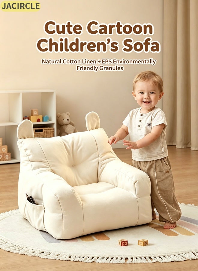 JACIRCLE Children'S Sofa, Children'S Recliner, Cute Cartoon Floor Sofa, Eps Filling, Soft And Comfortable Linen Seat, Suitable For Babies To Play, Study, And Rest. Children'S Gift, Birthday Gift (0-4 Years Old) - Image 1