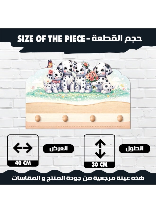Children's wall-mounted clothes rack with a fun dog design; a cute wooden clothes rack with attractive colors and child-friendly graphics; perfect for a child's room. - Image 2