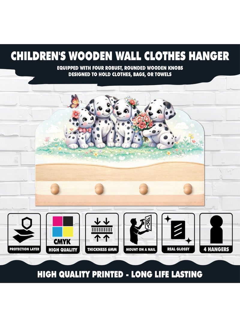 Children's wall-mounted clothes rack with a fun dog design; a cute wooden clothes rack with attractive colors and child-friendly graphics; perfect for a child's room. - Image 3