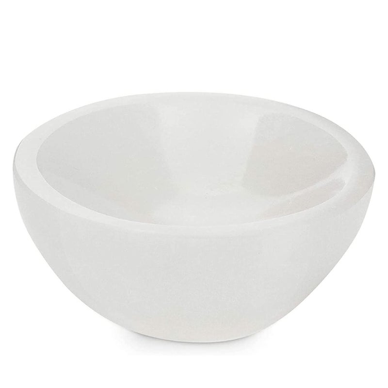 WBM Selenite Crystal Bowl - 4 Inch for Smudging, Healing and Recharging Crystals, Charging Station for Crystals and Healing Stones |Witchcraft Supplies - White