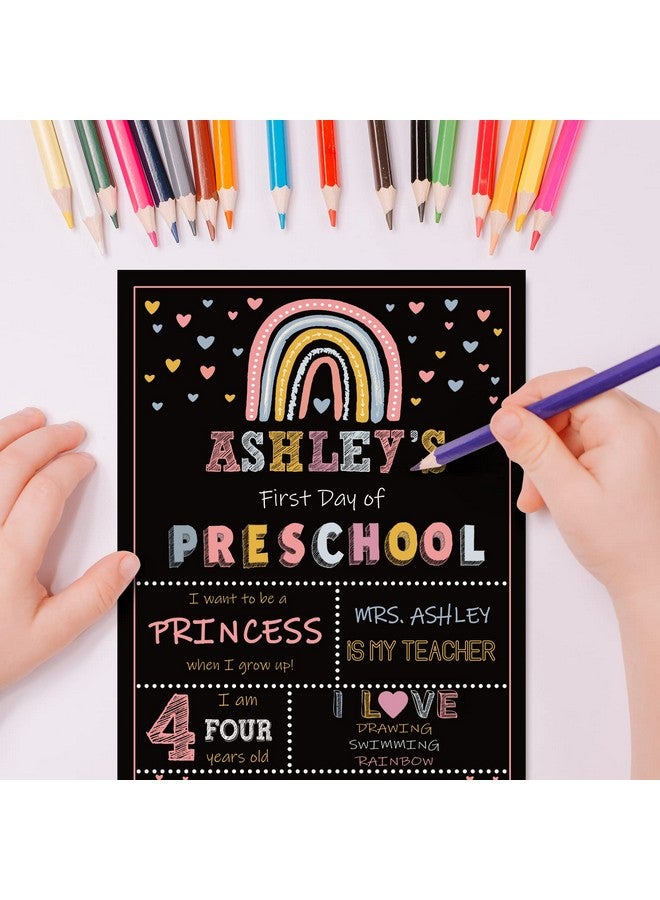 وولاين لوحة طباشير ذات وجهين من أول وآخر يوم دراسي، لافتة بوهو قوس قزح للعودة إلى المدرسة، قابلة لإعادة الاستخدام وقابلة للمسح، دعامة صورة قوس قزح لطيفة للطلاب من مرحلة ما قبل الروضة إلى الكلية، 13.8 × 9.8 بوصة - Image 4