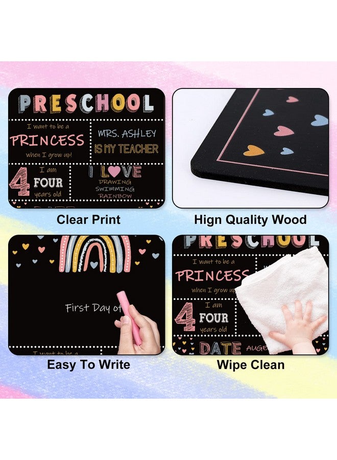 وولاين لوحة طباشير ذات وجهين من أول وآخر يوم دراسي، لافتة بوهو قوس قزح للعودة إلى المدرسة، قابلة لإعادة الاستخدام وقابلة للمسح، دعامة صورة قوس قزح لطيفة للطلاب من مرحلة ما قبل الروضة إلى الكلية، 13.8 × 9.8 بوصة - Image 3