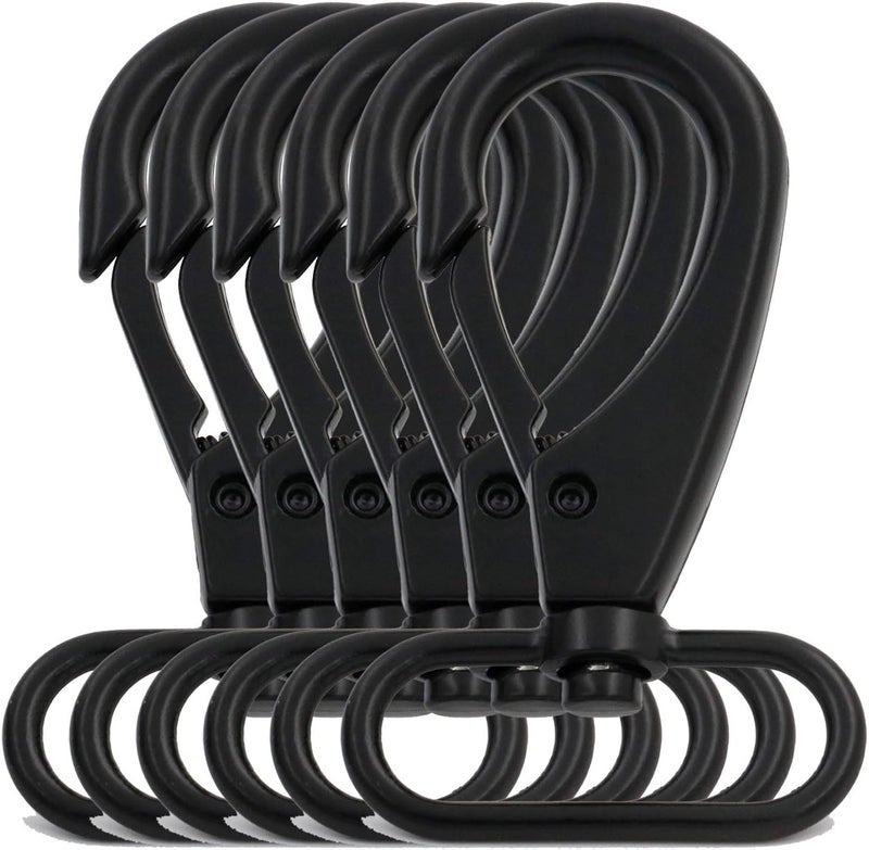 BIKICOCO 1-1/2'' Swivel Bolt Snap Hook Lobster Claw Clasp Trigger Spring Loaded Clip, Oval-Ring Ended, Black - Pack of 6 - Image 1