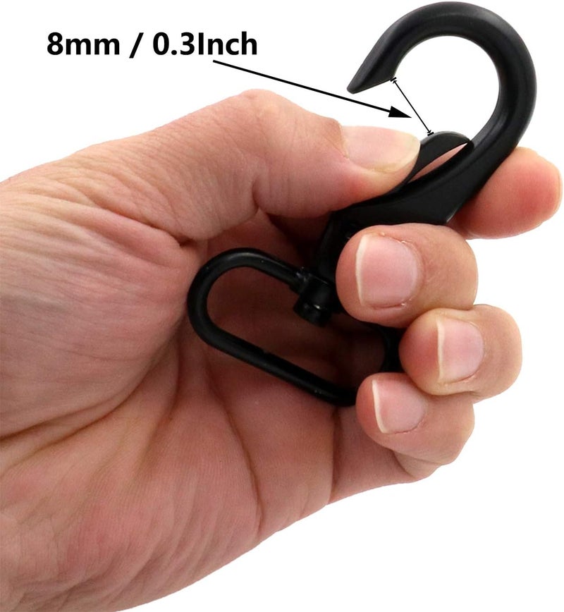 BIKICOCO 1-1/2'' Swivel Bolt Snap Hook Lobster Claw Clasp Trigger Spring Loaded Clip, Oval-Ring Ended, Black - Pack of 6 - Image 3