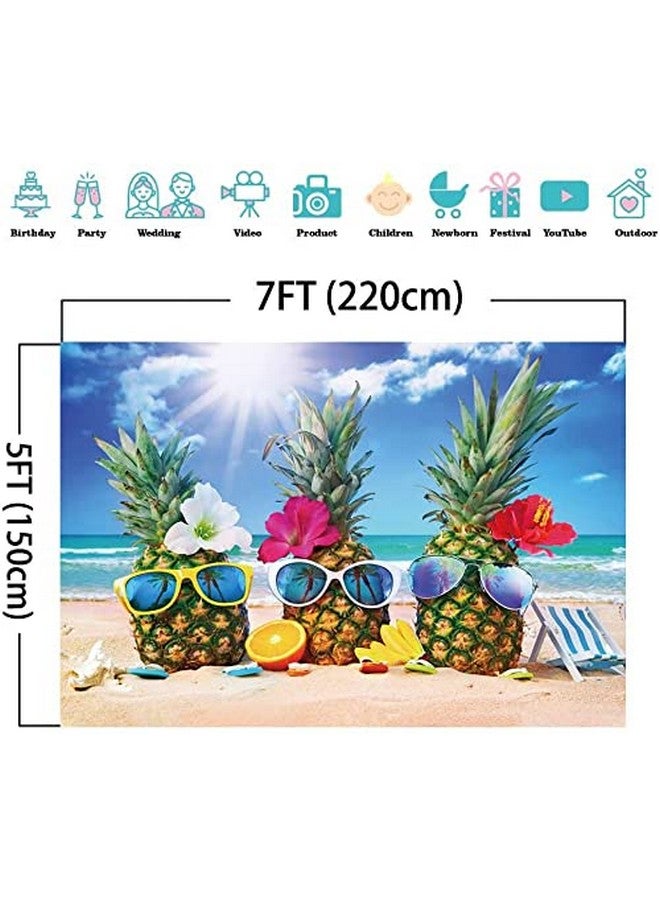 فانغوي خلفية تصوير شاطئ صيفية مقاس 7X5 أقدام، شاطئ البحر في هاواي، خلفية حفلة ألوها لوآو، أناناس، موضوع هاواي، لافتة حفلة عيد ميلاد، لوازم تزيين كشك الصور - Image 3