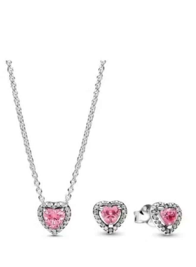 Chomel Women's Classic Cube Zirconia 925 Silver Ring Necklace Earnail Set Birthday Gift - Image 2